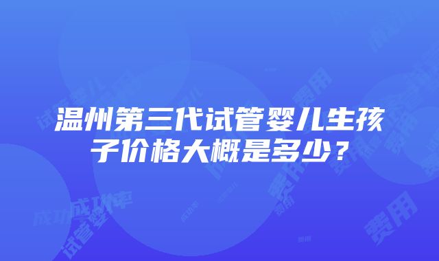 温州第三代试管婴儿生孩子价格大概是多少？