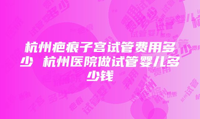 杭州疤痕子宫试管费用多少 杭州医院做试管婴儿多少钱