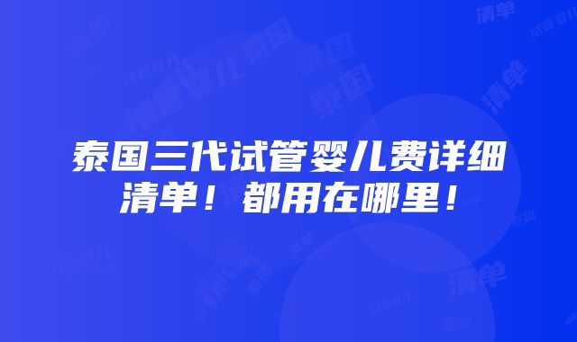 泰国三代试管婴儿费详细清单！都用在哪里！