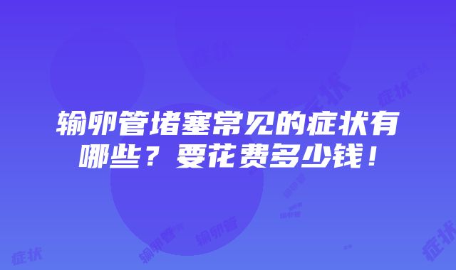 输卵管堵塞常见的症状有哪些？要花费多少钱！