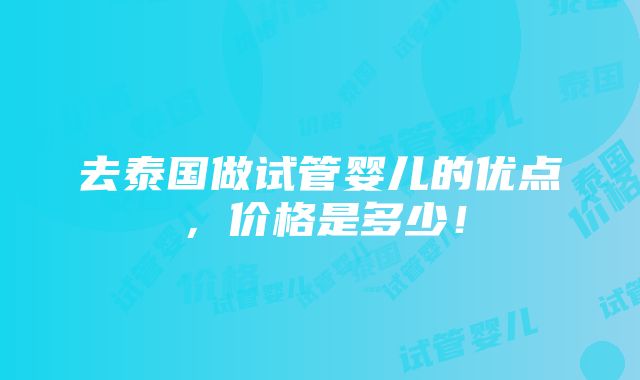 去泰国做试管婴儿的优点，价格是多少！