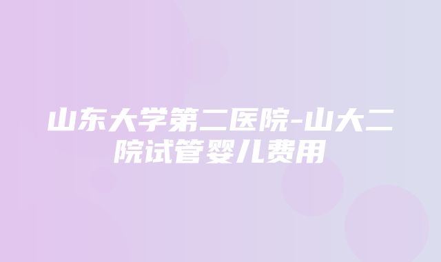 山东大学第二医院-山大二院试管婴儿费用