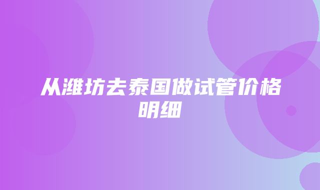 从潍坊去泰国做试管价格明细