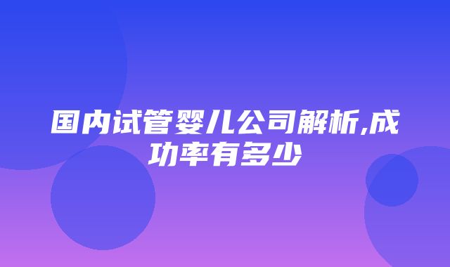 国内试管婴儿公司解析,成功率有多少