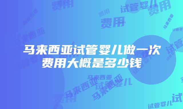 马来西亚试管婴儿做一次费用大概是多少钱