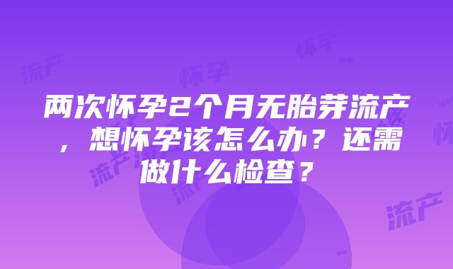 两次怀孕2个月无胎芽流产，想怀孕该怎么办？还需做什么检查？