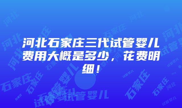 河北石家庄三代试管婴儿费用大概是多少，花费明细！