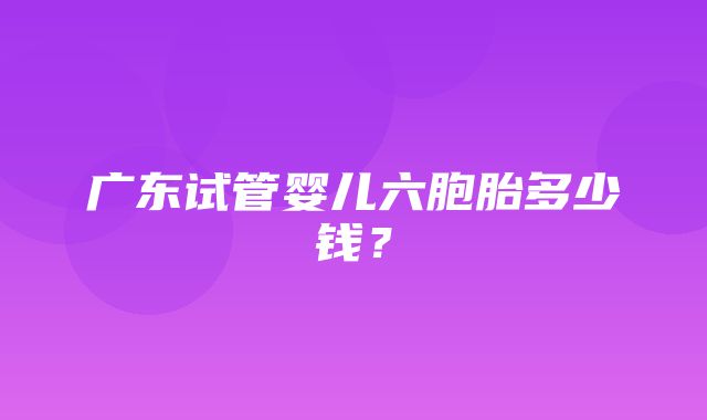 广东试管婴儿六胞胎多少钱？