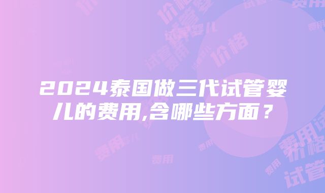 2024泰国做三代试管婴儿的费用,含哪些方面？