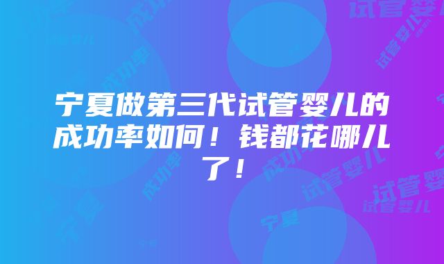 宁夏做第三代试管婴儿的成功率如何！钱都花哪儿了！