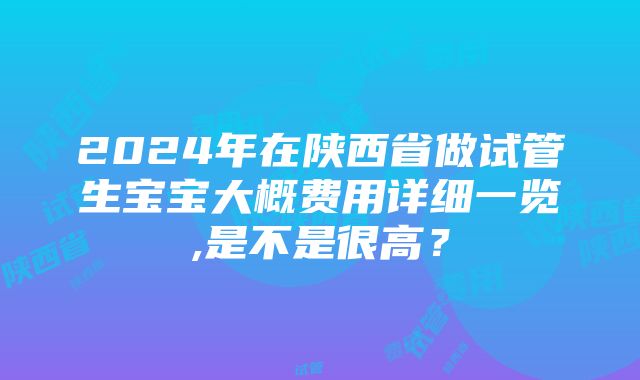 2024年在陕西省做试管生宝宝大概费用详细一览,是不是很高？