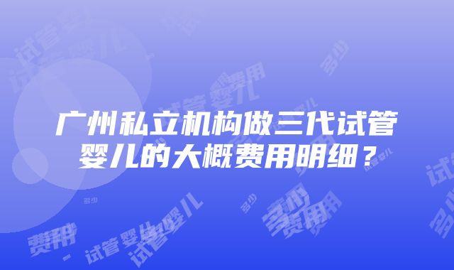 广州私立机构做三代试管婴儿的大概费用明细？