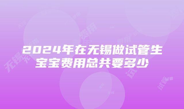 2024年在无锡做试管生宝宝费用总共要多少