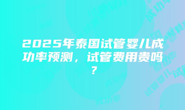 2025年泰国试管婴儿成功率预测，试管费用贵吗？