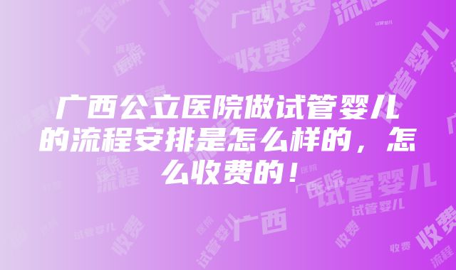 广西公立医院做试管婴儿的流程安排是怎么样的，怎么收费的！