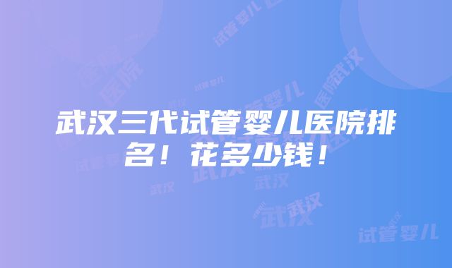 武汉三代试管婴儿医院排名！花多少钱！