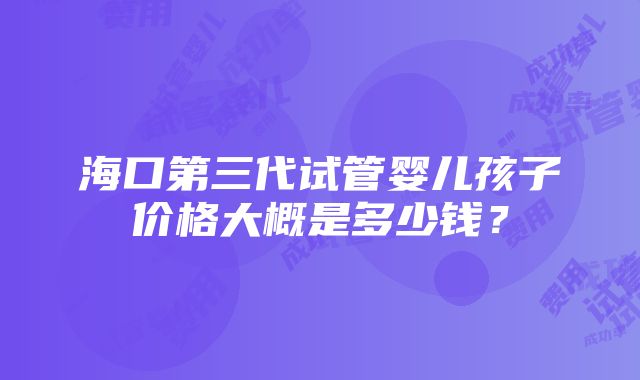 海口第三代试管婴儿孩子价格大概是多少钱？