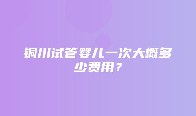 铜川试管婴儿一次大概多少费用？