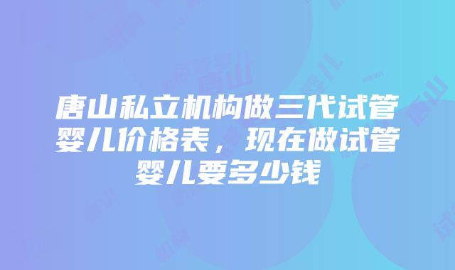 唐山私立机构做三代试管婴儿价格表，现在做试管婴儿要多少钱