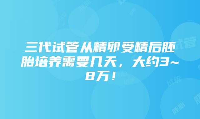 三代试管从精卵受精后胚胎培养需要几天，大约3~8万！