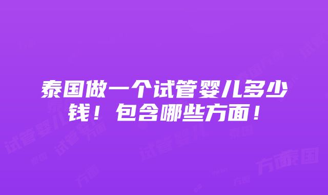 泰国做一个试管婴儿多少钱！包含哪些方面！