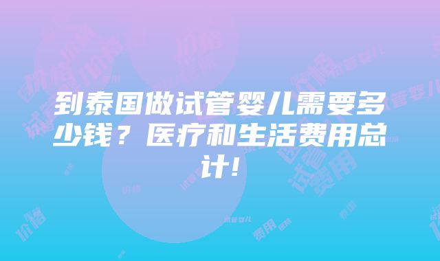 到泰国做试管婴儿需要多少钱？医疗和生活费用总计!