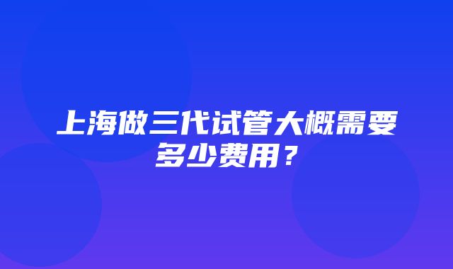 上海做三代试管大概需要多少费用？