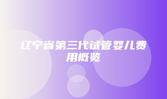 辽宁省第三代试管婴儿费用概览