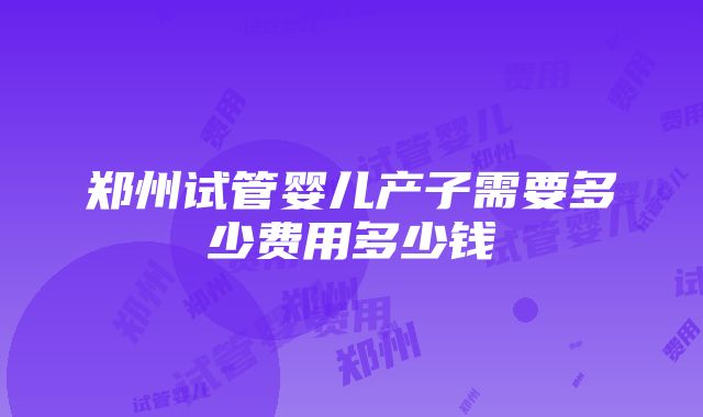 郑州试管婴儿产子需要多少费用多少钱