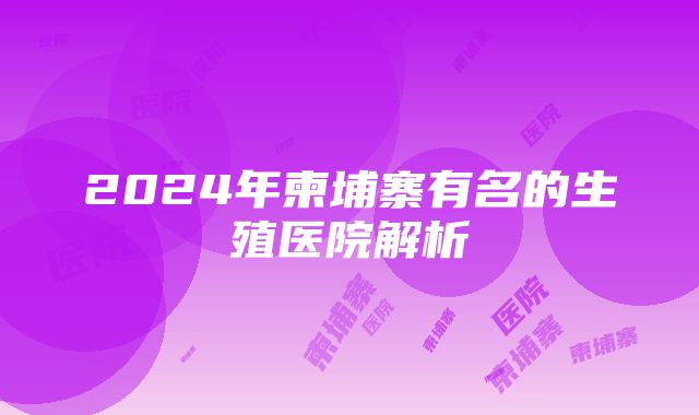 2024年柬埔寨有名的生殖医院解析