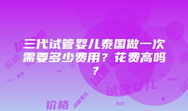 三代试管婴儿泰国做一次需要多少费用？花费高吗？