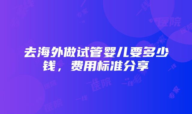 去海外做试管婴儿要多少钱，费用标准分享