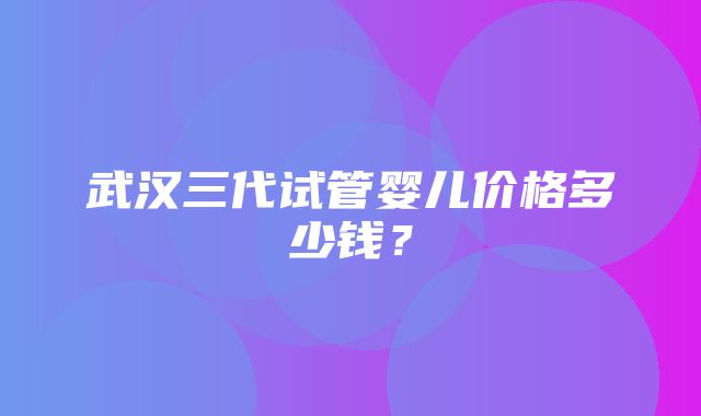 武汉三代试管婴儿价格多少钱？