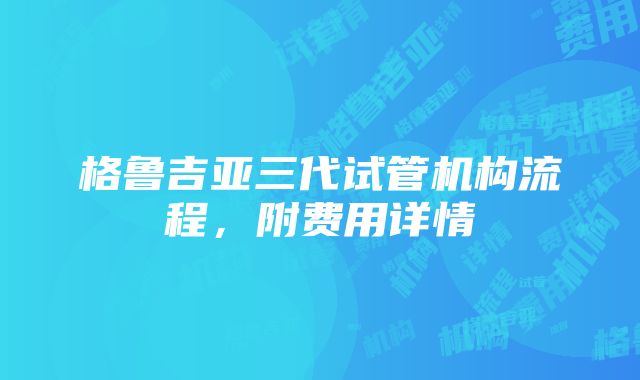 格鲁吉亚三代试管机构流程，附费用详情