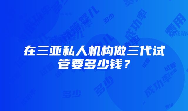 在三亚私人机构做三代试管要多少钱？