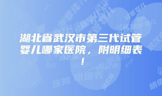 湖北省武汉市第三代试管婴儿哪家医院，附明细表！