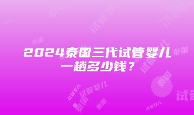 2024泰国三代试管婴儿一趟多少钱？