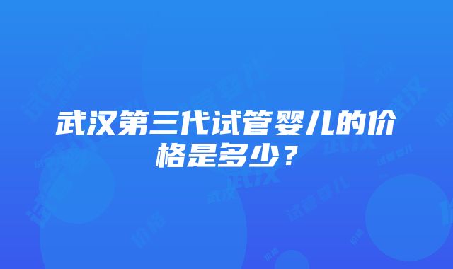 武汉第三代试管婴儿的价格是多少？