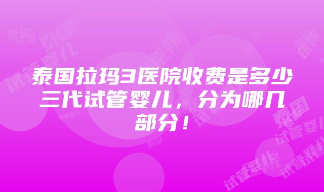 泰国拉玛3医院收费是多少三代试管婴儿，分为哪几部分！