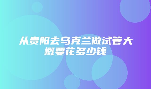 从贵阳去乌克兰做试管大概要花多少钱