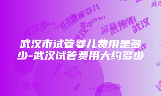 武汉市试管婴儿费用是多少-武汉试管费用大约多少