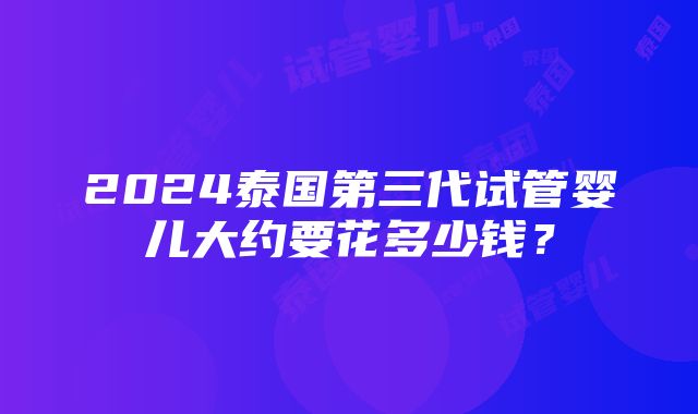 2024泰国第三代试管婴儿大约要花多少钱？