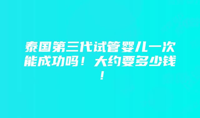 泰国第三代试管婴儿一次能成功吗！大约要多少钱！