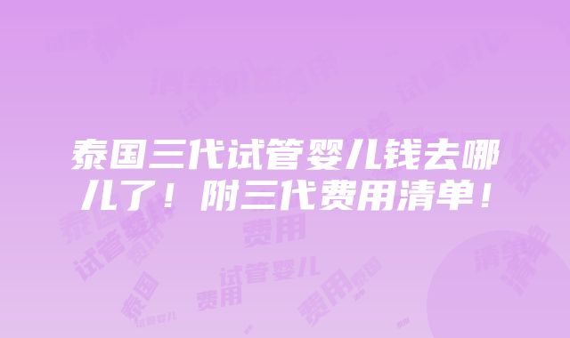 泰国三代试管婴儿钱去哪儿了！附三代费用清单！