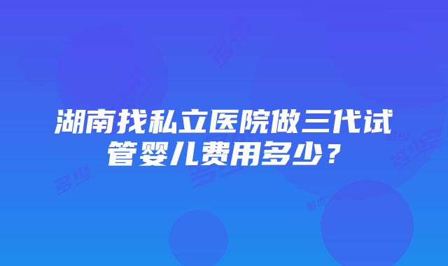 湖南找私立医院做三代试管婴儿费用多少？