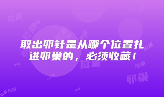 取出卵针是从哪个位置扎进卵巢的，必须收藏！