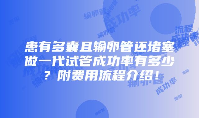 患有多囊且输卵管还堵塞做一代试管成功率有多少？附费用流程介绍！