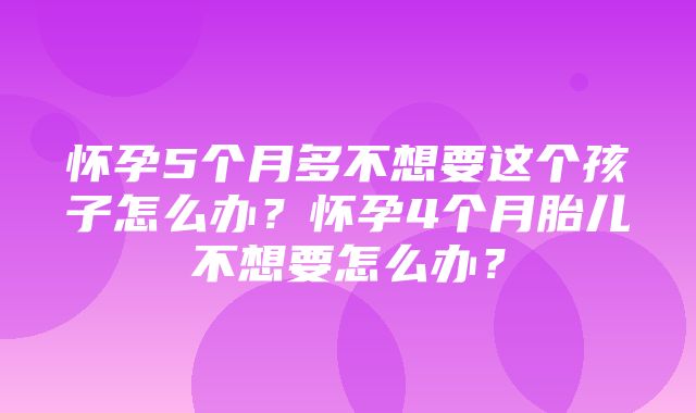 怀孕5个月多不想要这个孩子怎么办？怀孕4个月胎儿不想要怎么办？