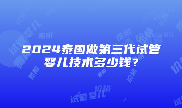 2024泰国做第三代试管婴儿技术多少钱？