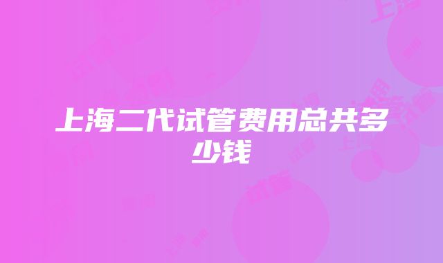 上海二代试管费用总共多少钱